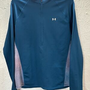Under Armour Dark Teal Blue 3/4 zip Long Sleeve Top